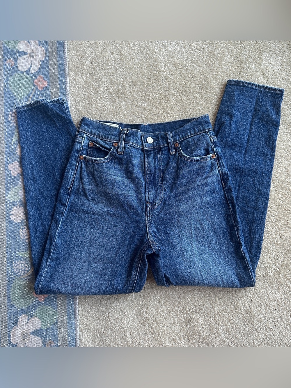GAP Women's High-Rise Dark Blue Denim Mom Jeans